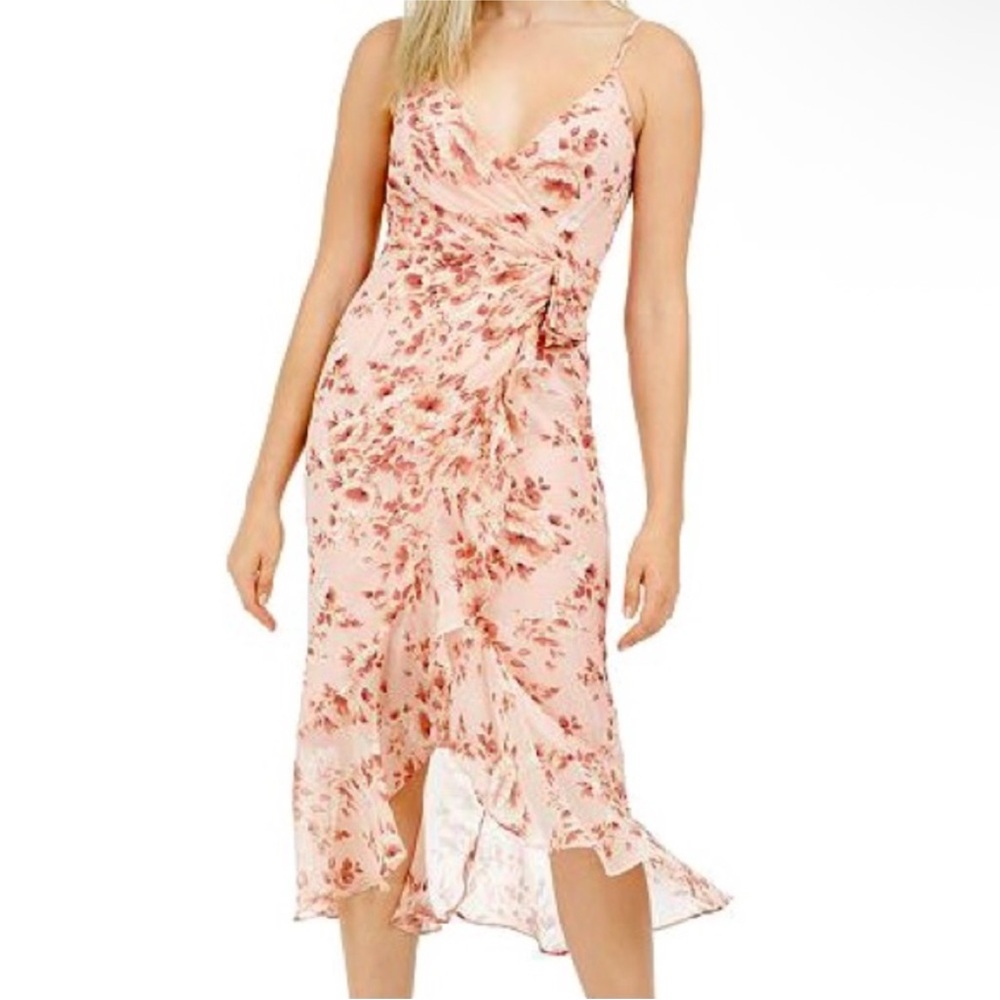 Bardot Peach Floral Faux Wrap Dress